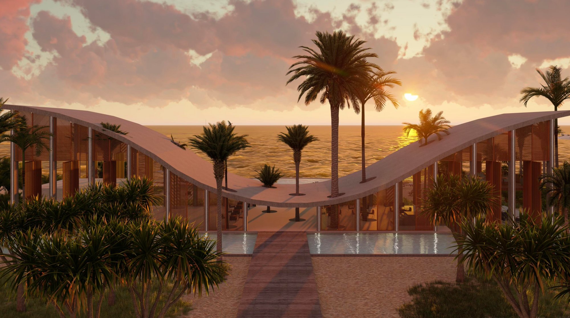 Sunset pool deck